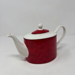 222 Fifth Christmas Damask Red Teapot